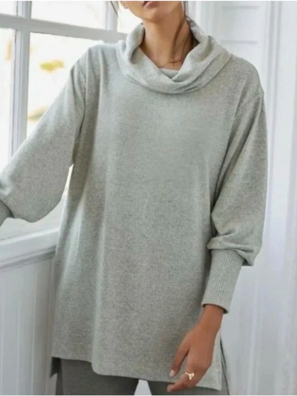 Anthropologie Maeve Cozy Grey Cowl Neck Women's Sweater